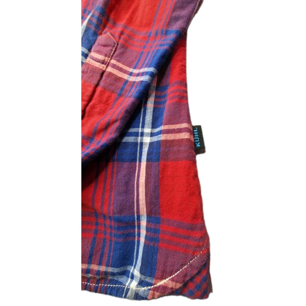Kuhl Shirt Womens Large Red Blue Plaid Button Down Long Sleeve Cotton Outdoor - Picture 10 of 10